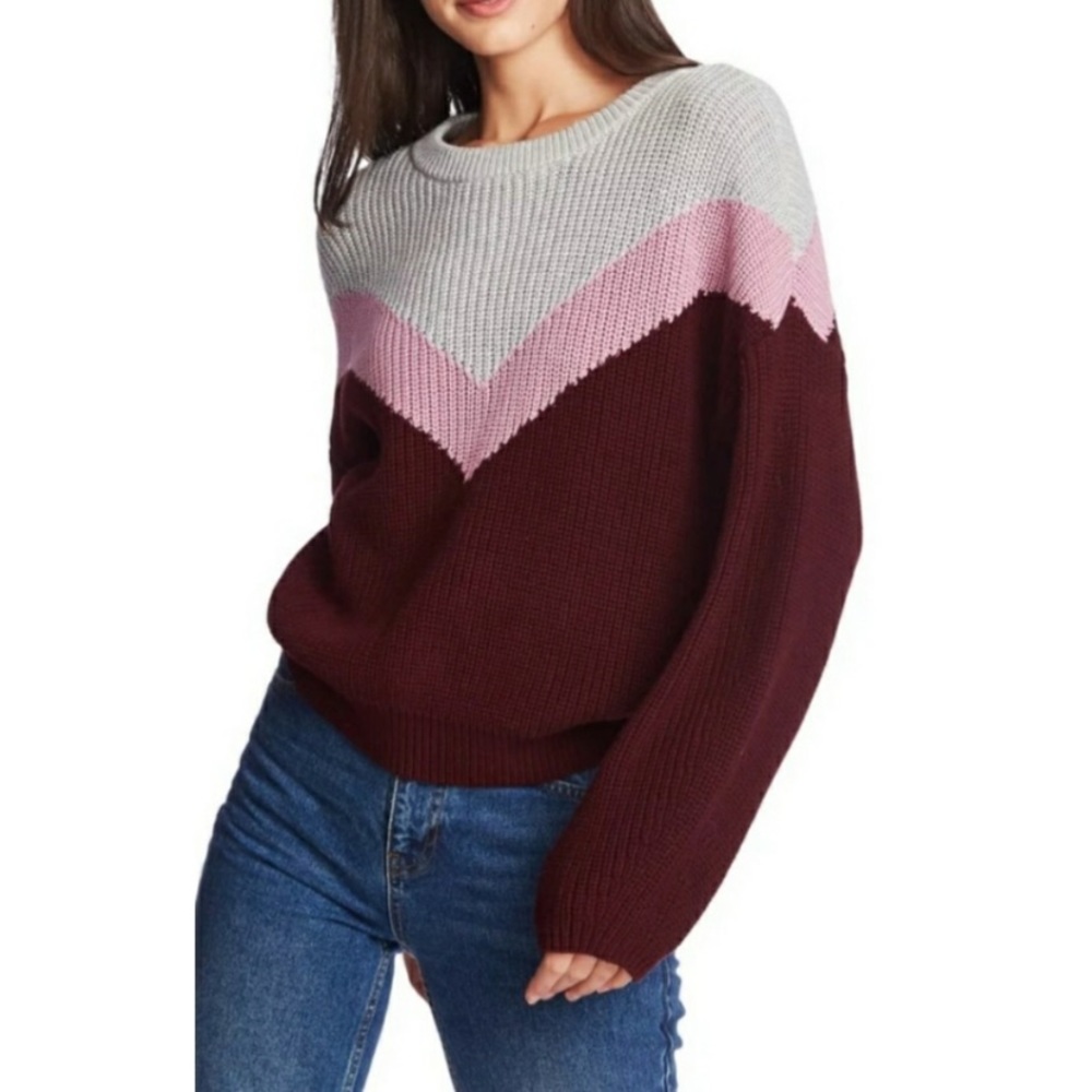 1 State Chevron Color Block Sweater Size L - image 2